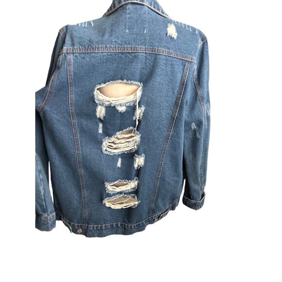 Iris Jean Jacket Mid Length Deconstructed Large Cut Back Frayed Size XL - Picture 6 of 8